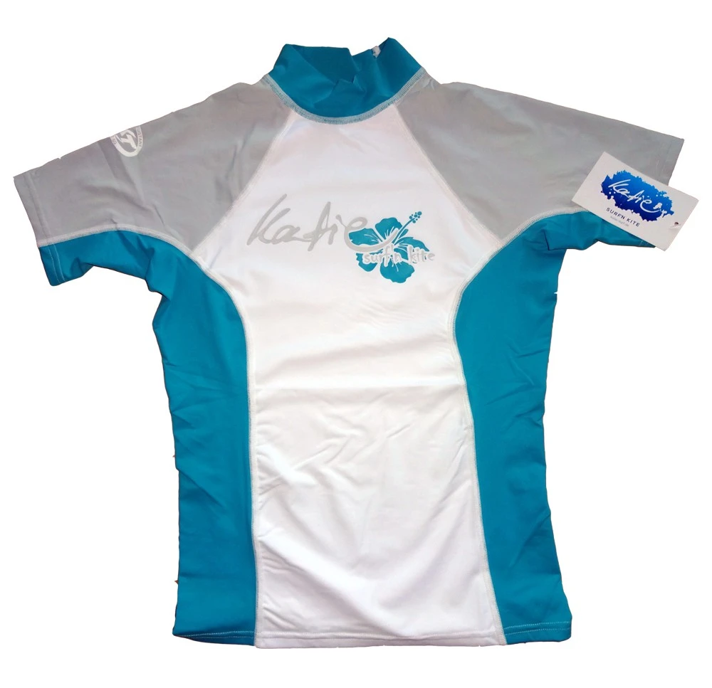 Katie Lycra Rashguard Kurzarm Frauen UV-Resistant - White/grey/green - XS 1 Katie Lycra Rashguard Kurzarm Frauen UV-Resistant - White/grey/green - XS