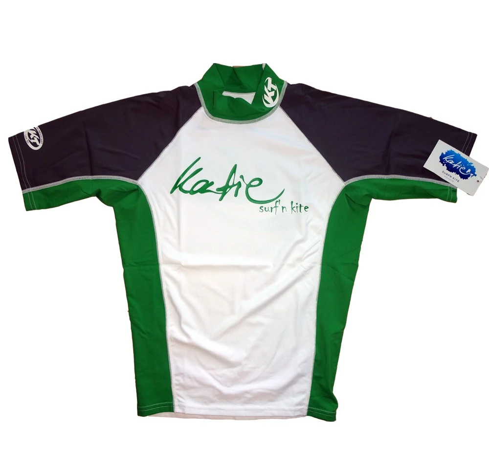 Katie Lycra Rashguard Kurzarm Männer UV-Resistant - White/grey/green - S 1 Katie Lycra Rashguard Kurzarm Männer UV-Resistant - White/grey/green - S